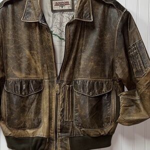 80s Flightline Pilots Leather Bomber Jacket XL Vintage